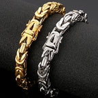 Hiphop Chain Bracelets For Men Never Fade Gold Color Stainless Steel Bracelet Manly Wrist 8.66" Classic Mens Jewellery