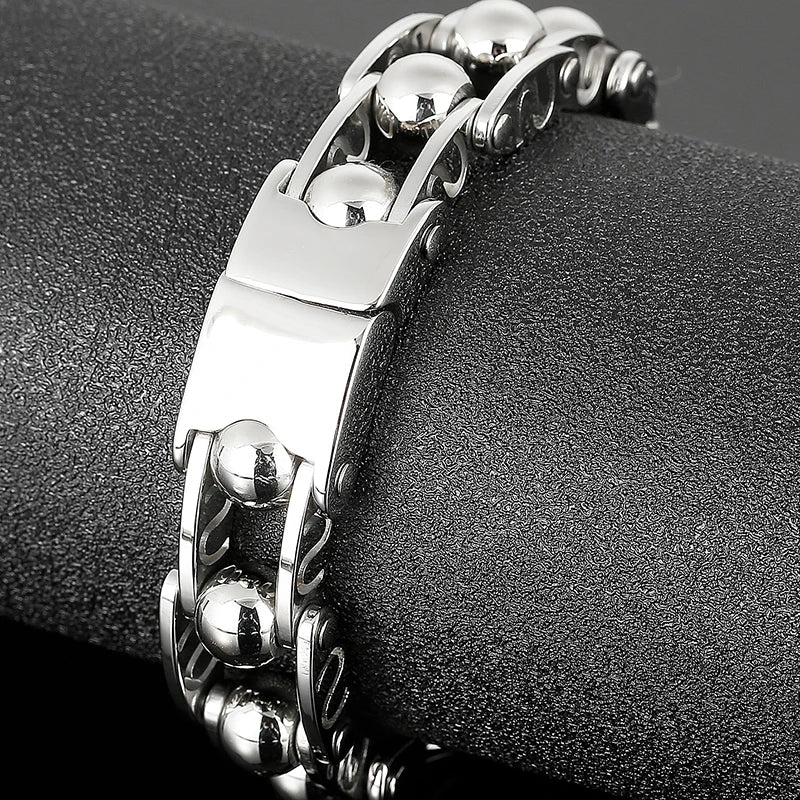 Massive Man Bracelet On Hand Wrist Accessories Polished Stainless Steel Iron Jewelry Bracelets Male Engravable Mannen