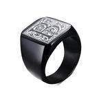 Monogram Black Signet Ring — Stainless Steel