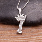 Nidin Luxury A-Z Crown Alphabet Pendant Chain Necklace Punk Style Lucky Initial Name Jewelry Fine Party Wedding