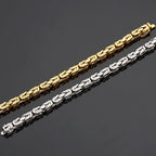 Hiphop Chain Bracelets For Men Never Fade Gold Color Stainless Steel Bracelet Manly Wrist 8.66" Classic Mens Jewellery