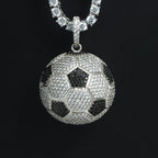 Iced Out Soccer Ball Pendant — Two-Tone Silver Gold