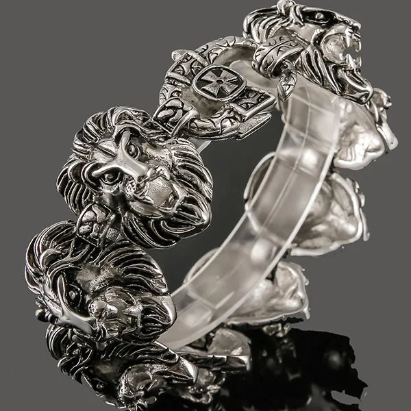 Lion Heads Link Chain Man Bracelet Heavy Stainless Steel Men's Charm Bracelets Bangles Best Friends On Hand Bands Male