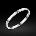 Blessing Inscription Letter Engraved Bracelet Bangle for Women Unisex Fine 925 Sterling Silver Clasp Fit Bracelet Jewelry Gift