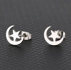 Punk Open Star Stud Earrings Everyday Wear — Stainless Steel
