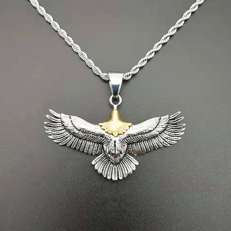 Trendy Eagle Pendant Silver 925 Men Necklace Retro Punk Style Flying Eagle Choker Necklace Male Party Accessories Boyfriend Gift