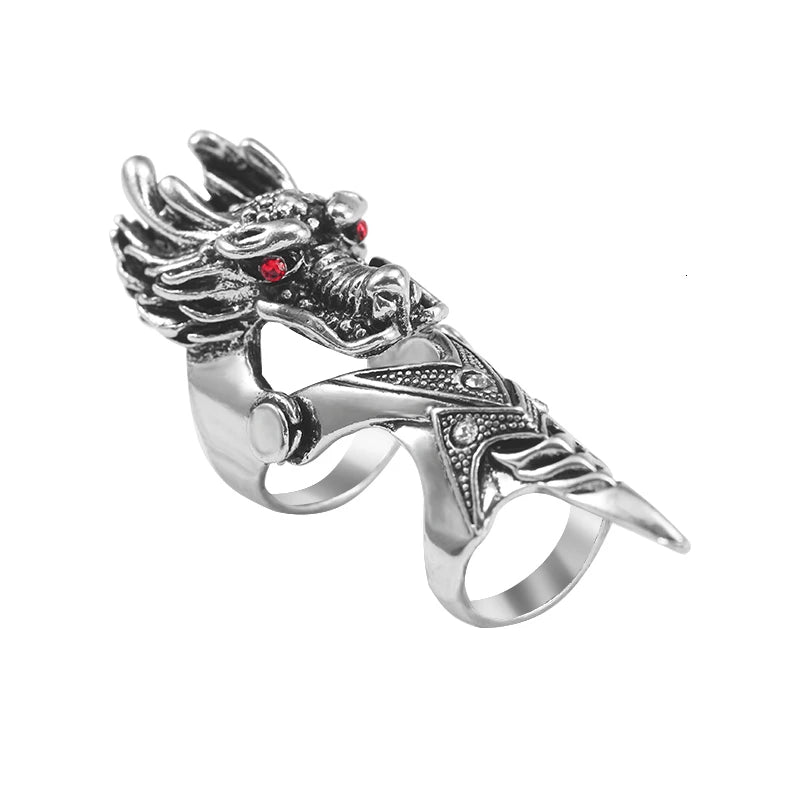 Punk Retro Dragon Ring Men New Male Knight Skull Ghost Knuckle Armour Metal Finger Rings Unisex Cool Party Jewelry Gifts 2023