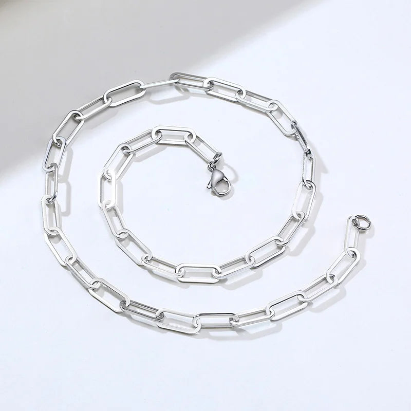 Paper Clip Chain Choker Necklace — Stainless