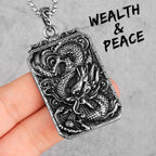 Chinese Dragon Good Meaning Amulet Stainless Steel Men Necklaces Pendants Chain for Boyfriend Jewelry Creativity Gift Wholesale