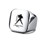Vnox 18mm Signet Ring For Men Women, The Zodiac 12 Horoscope Constellation Sign Finger Band, Stainless Steel Aries Punk