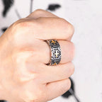 Valily Classic Retro Christian Jesus Cross Ring Stainless Steel Christian Believers Punk Rock Men's Round Rings Band