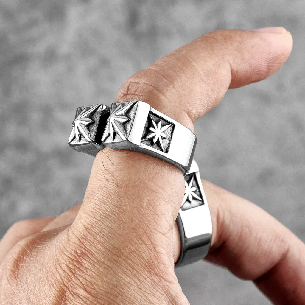 Vintage Gothic Flower Stainless Steel Mens Open Rings Punk Unique for Women Boyfriend Biker Jewelry Creativity Gift