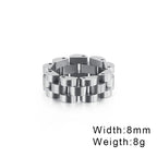 Fongten Retro Watch Link Chain Men Ring Stainless Steel Rock Biker Finger Men and Women Punk Couple Rings Fashion Jewelry Gift