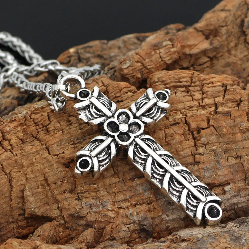 Nordic Viking Cross Amulet Double Sided Necklace — Zinc Alloy