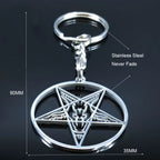 Baphomet Steel Ring Large Hollow Keychains Goat