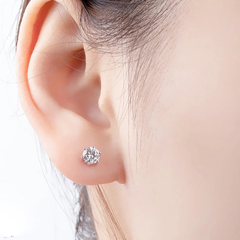 Round Martini Prong Setting Stud Earrings — Daily Wear, Two-Tone