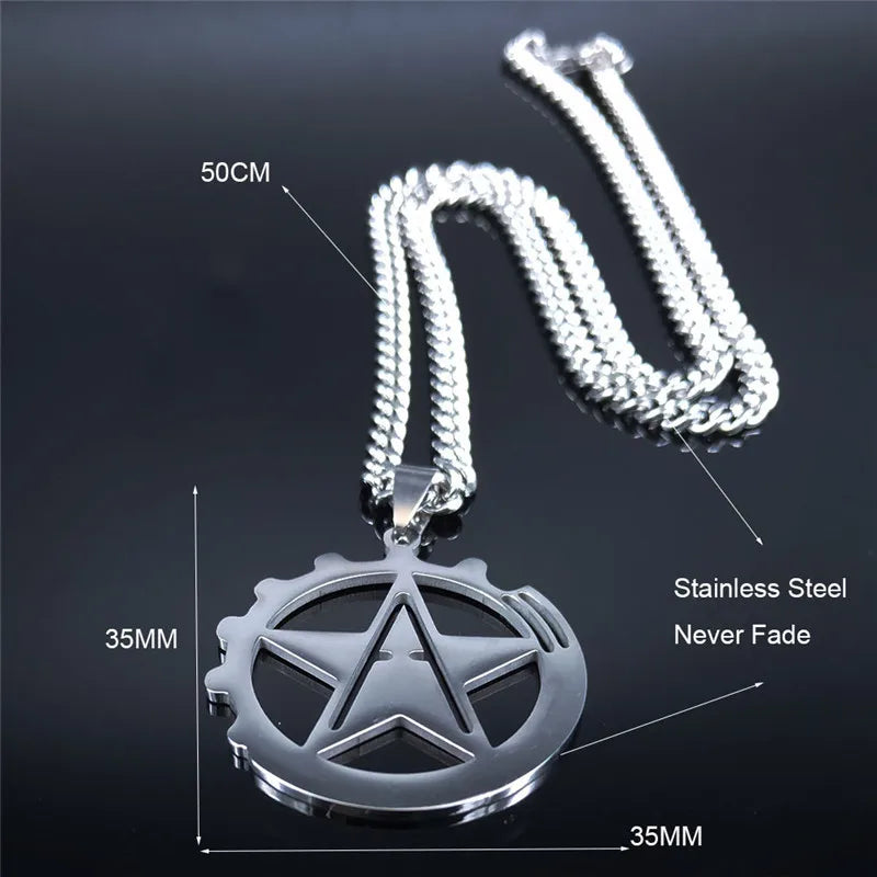 Hammer Sickle Pendant Necklace — Silver