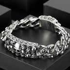 Steampunk Rock Skull Bracelet for Men In Waterproof Stainless Steel Skeleton Men's Bracelet Man Bike Jewelry Boys