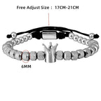 Luxury Crown Men Bracelet 316L Stainless Steel Bracelet Banlge Titanium Steel Gold Color Bracelet Adjust Size Men