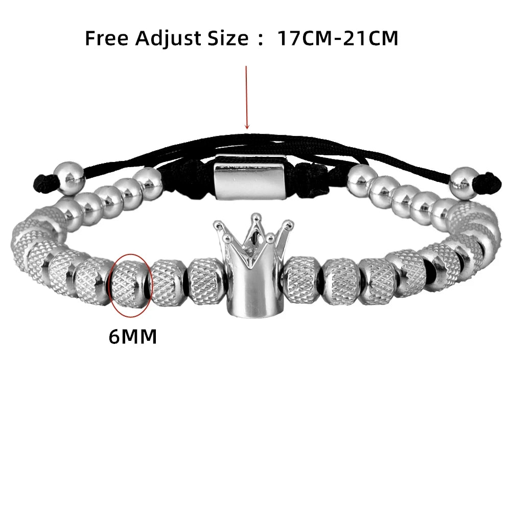 Luxury Crown Men Bracelet 316L Stainless Steel Bracelet Banlge Titanium Steel Gold Color Bracelet Adjust Size Men