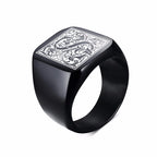 Monogram Black Signet Ring — Stainless Steel