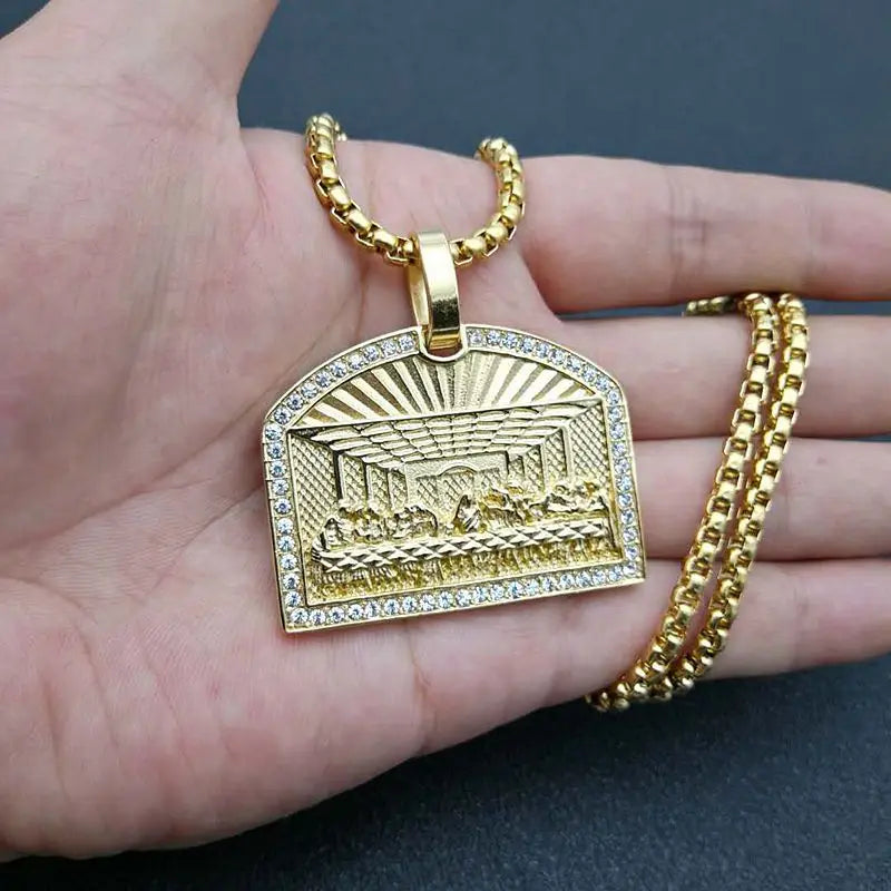 Iced Out The Last Supper Pendant Necklace — Stainless Steel
