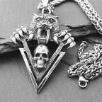 Tiger Tooth Skull Pendant Necklace — Stainless Steel
