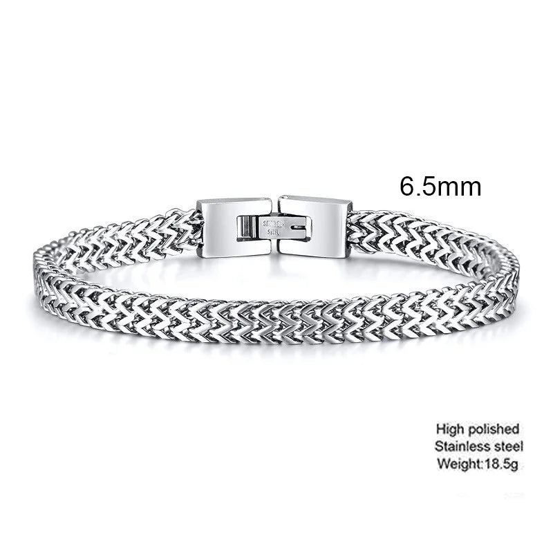 Stylish Stainless Steel Bali Foxtail Chain Bracelet for Men,Double Franco Link Chain Bracelets,Male Jewelry Gift for