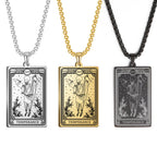 Dawapara Skeleton Tarot Necklace Amulet Marigold Tarot Card Major Arcana Necklaces Halloween Gift Stainless Steel