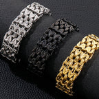 Waterproof Gold Color Bracelet for Man 316L Stainless Steel Double Row V Chain Men's Hand Wrist Bracelets Jewelry Gifts