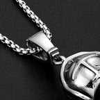 European and American Stainless Steel Knight Mask Pendant Retro Roman Men‘s and Women's Stainless Steel Helmet Pendant Necklace