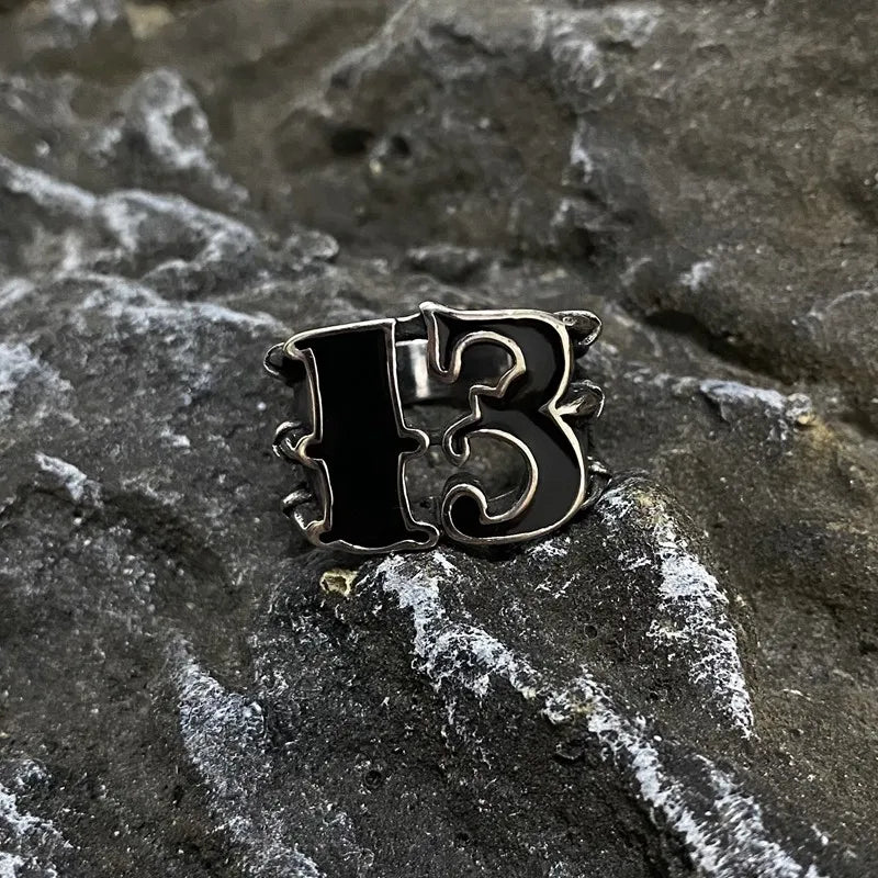 Lucky Number 13 Vintage Men Ring Stainless Steel Claw Gothic Gold Color Punk Jewelry Unisex Gift For Men Retro Hip Hop