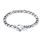 Stainless Steel Lightning Bolt Figaro Chain Bracelet for Men Jewelry
