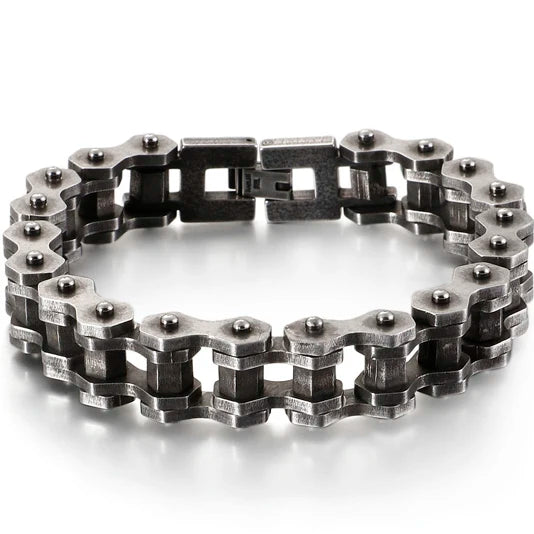 Heavy Stainless Steel Cross Bracelet for Man 23CM Long 13MM Wide Bicycle Chain Men's Bracelets Accessories Vintage