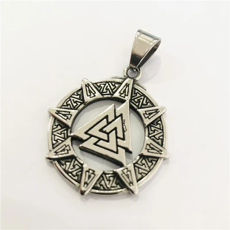 Viking Vegvisir Rune Compass Pendant — Stainless Steel