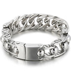 Massive Man Bracelet On Hand Wrist Accessories Polished Stainless Steel Iron Jewelry Bracelets Male Engravable Mannen