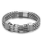 Gold Color Stainless Steel Bracelet for Men 11MM Link Chain Men's On Hand Bands Bracelets Male Jewellery Iron Mannen