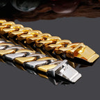 Polished Stainless Steel On Hand Accessories 20MM Wide Iron Men's Bracelet for Man Waterproof Gold Color Men‘s Jewelry