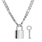 Two-Tone Lock Pendant Double Layer Chain Necklace