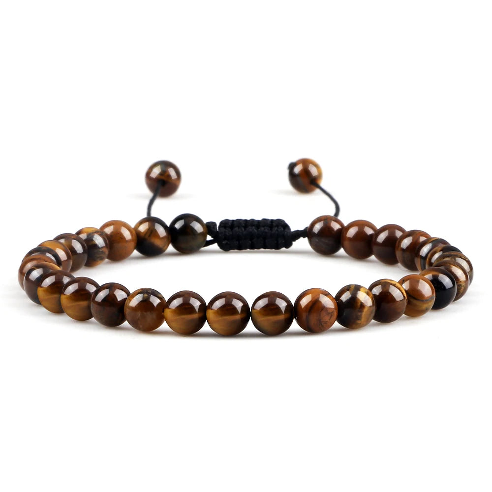 Natural Tiger Eye Stone Braided Beaded Bracelet, Adjustable