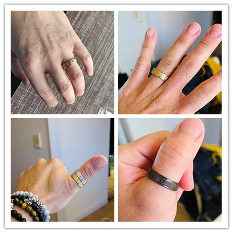 Roman Numeral Ring — 6mm Stainless Steel