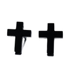 Cross Black Minimal Stud Earrings — Stainless Steel