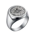 Valily Seal of The Seven Archangels Rings Stainless Steel Silver--Color Saint Michael Ring Jewelry Engraving for Man