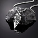 Viking Rune Shield Necklace Men Gold Color Antique Steel Norse Spear Trident Amulet Self-defense Pendant Never Fade