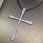 925 sterling silver classic fashion cross pendant necklace ladies white zircon party birthday sweater chain jewelry