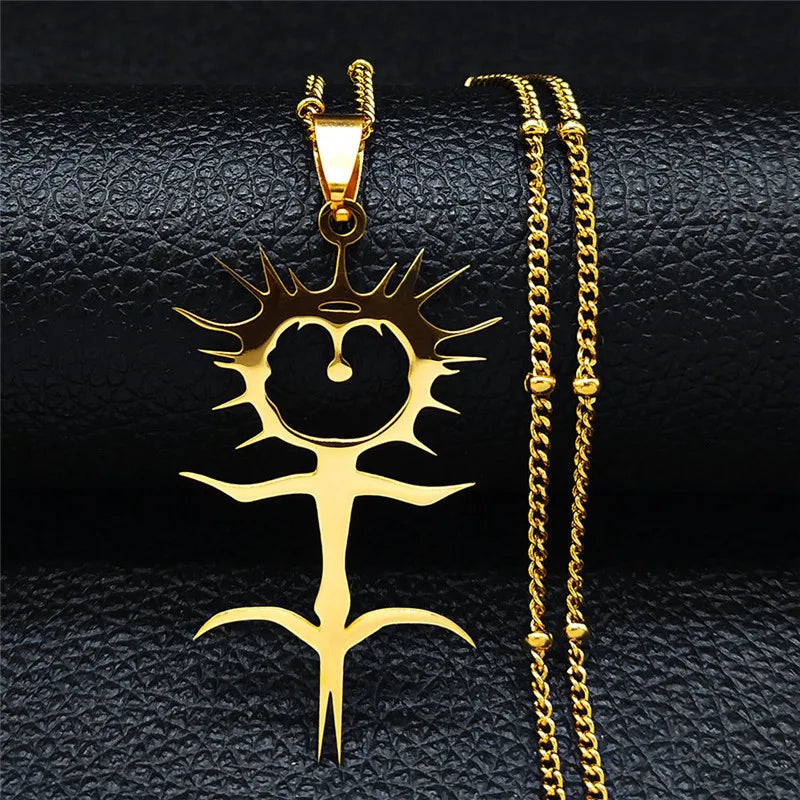 Statement Chain Pendant Necklace — Stainless Steel
