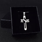 Jesus Cross Pendants & Necklaces Men Stainless Steel Never Fade Pendants Rope Chain Religious Necklaces Women Christian