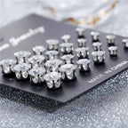 New 12 Pair/Pack White Shiny Wedding Stud Earrings Set For Women Men Crystal Jewelry Accessories Oorbellen Jewelry