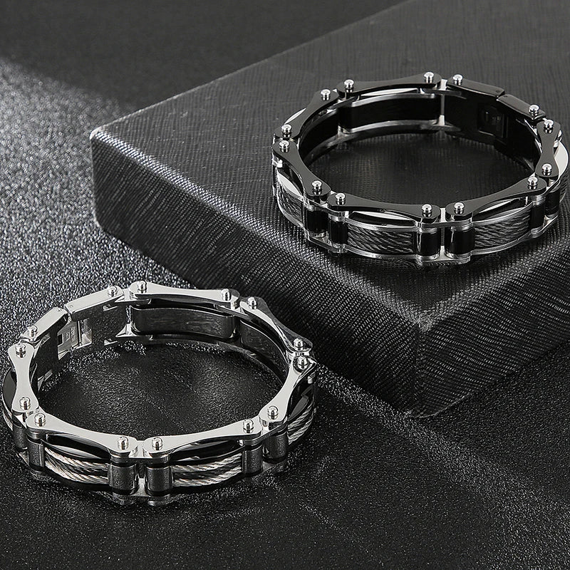 16MM Width Twist Chain Bracelet Man Heavy Black Stainless Steel Men's Bracelets On Hand Mannen Armband Male Jewelry