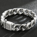 Matte Stainless Steel Men's Wrist Bracelet for Man 15MM Wide Iron On Hand Chain Bracelets Homme Bangle Bikers Jewelry